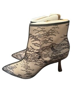 NIB INC International Concepts Black Lace Pointed Toe Ankle Boots